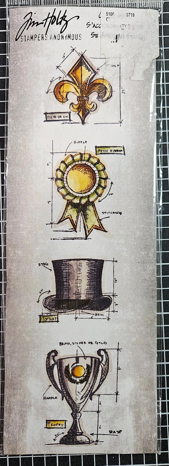 Tim Holtz Mini Blueprints Strip High Society Cling Rubber Stamps THMB018