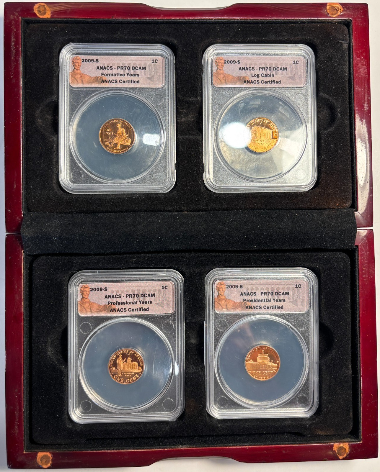 2009 S Lincoln Cent Proof 4 Coin US Mint Bicentennial Set W/BOX| ANACS-PR70 DCAM
