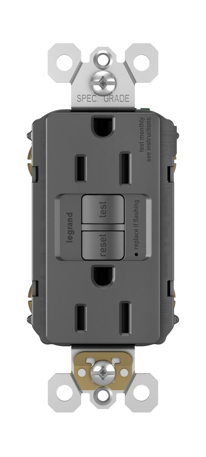 Legrand radiant 15 Amp Tamper Resistant GFCI Duplex Outlet Black 1 Pack