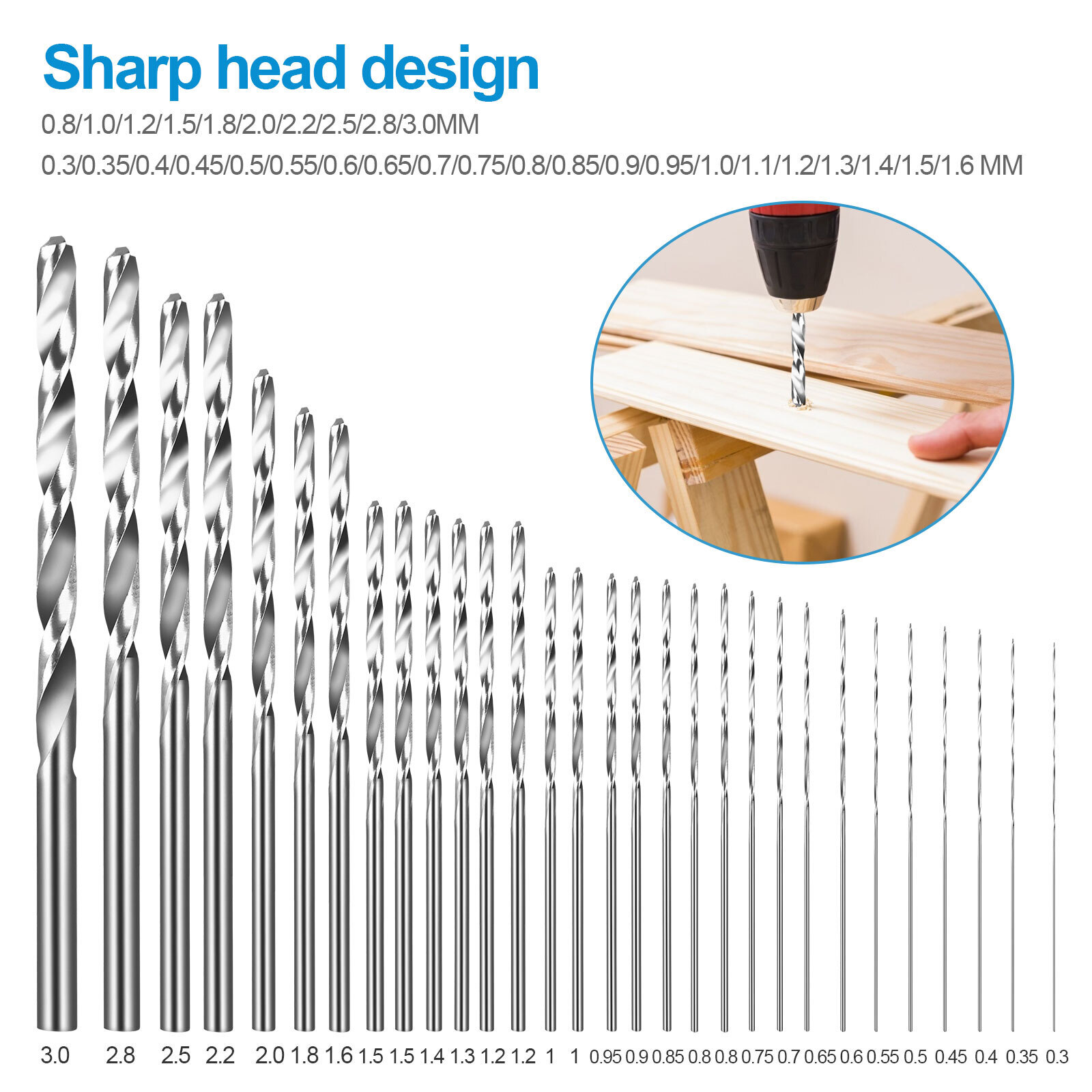 31PC Micro Pin Vise Set Precision Drill Bits DIY