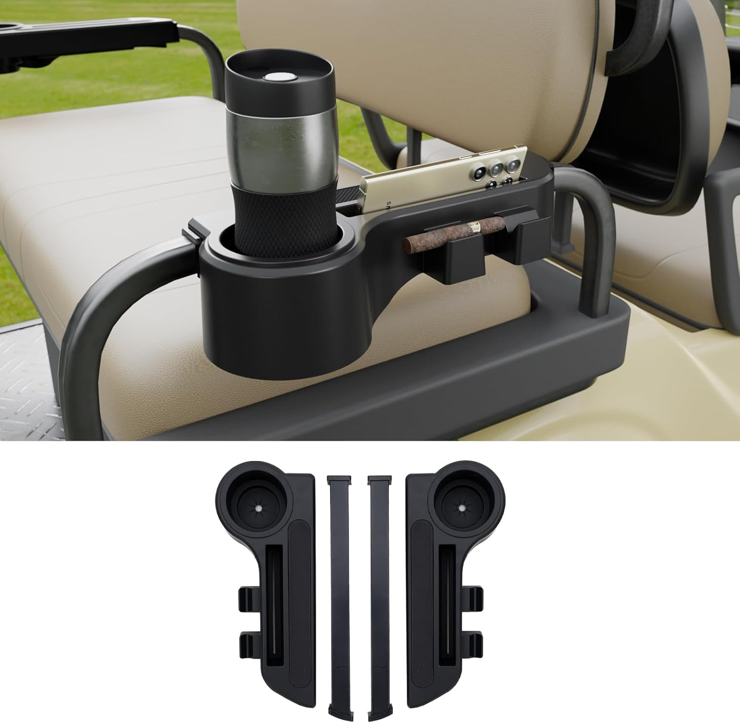 Golf Cart Armrest Equipped with Cigar Rest Cup Holder Phone Holder Universal Fit