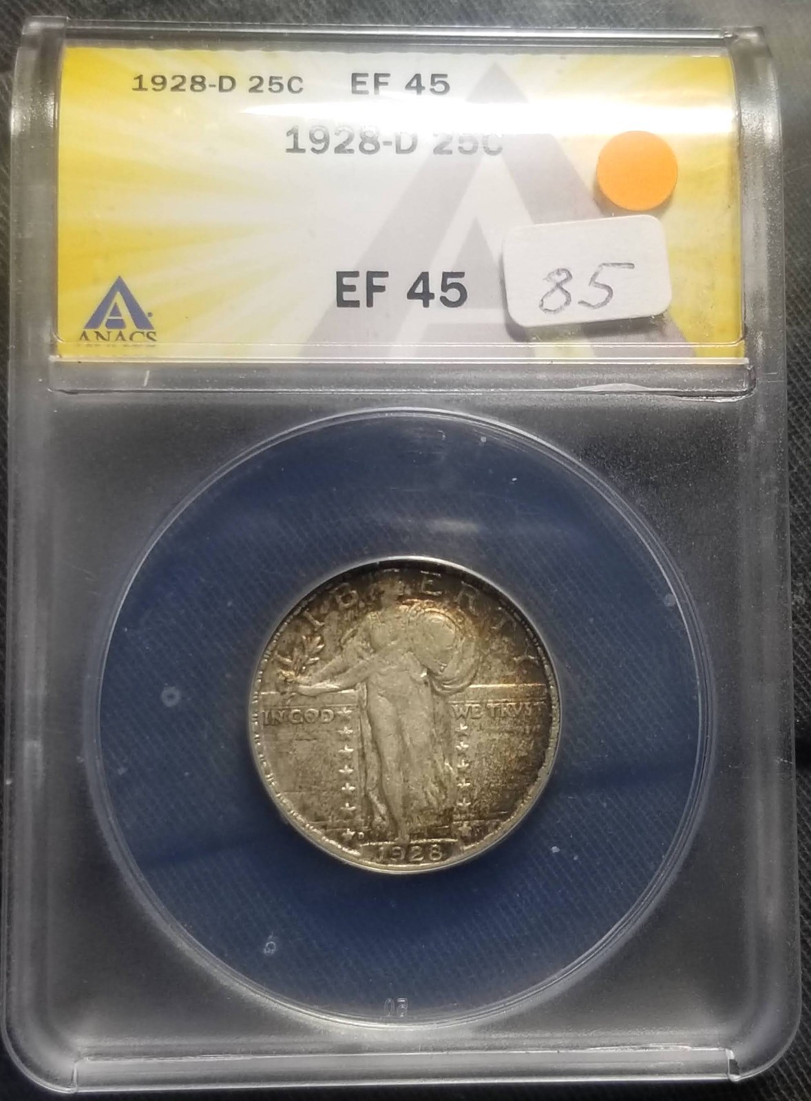 1928-D STANDING LIBERTY QUARTER ANACS XF45