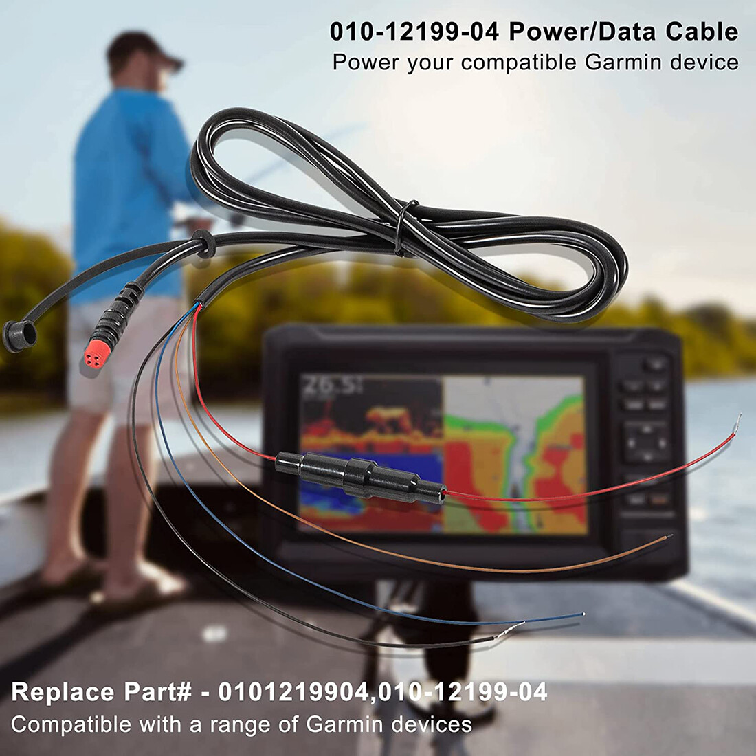 010-12199-04 Power/Data Cable 4-Pins for Garmin Striker Echo Striker Plus
