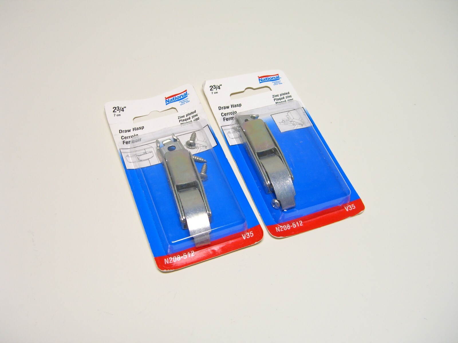 (2) National Hardware Draw Hasps N208-512  Zinc Plated - 2 3/4"  V35