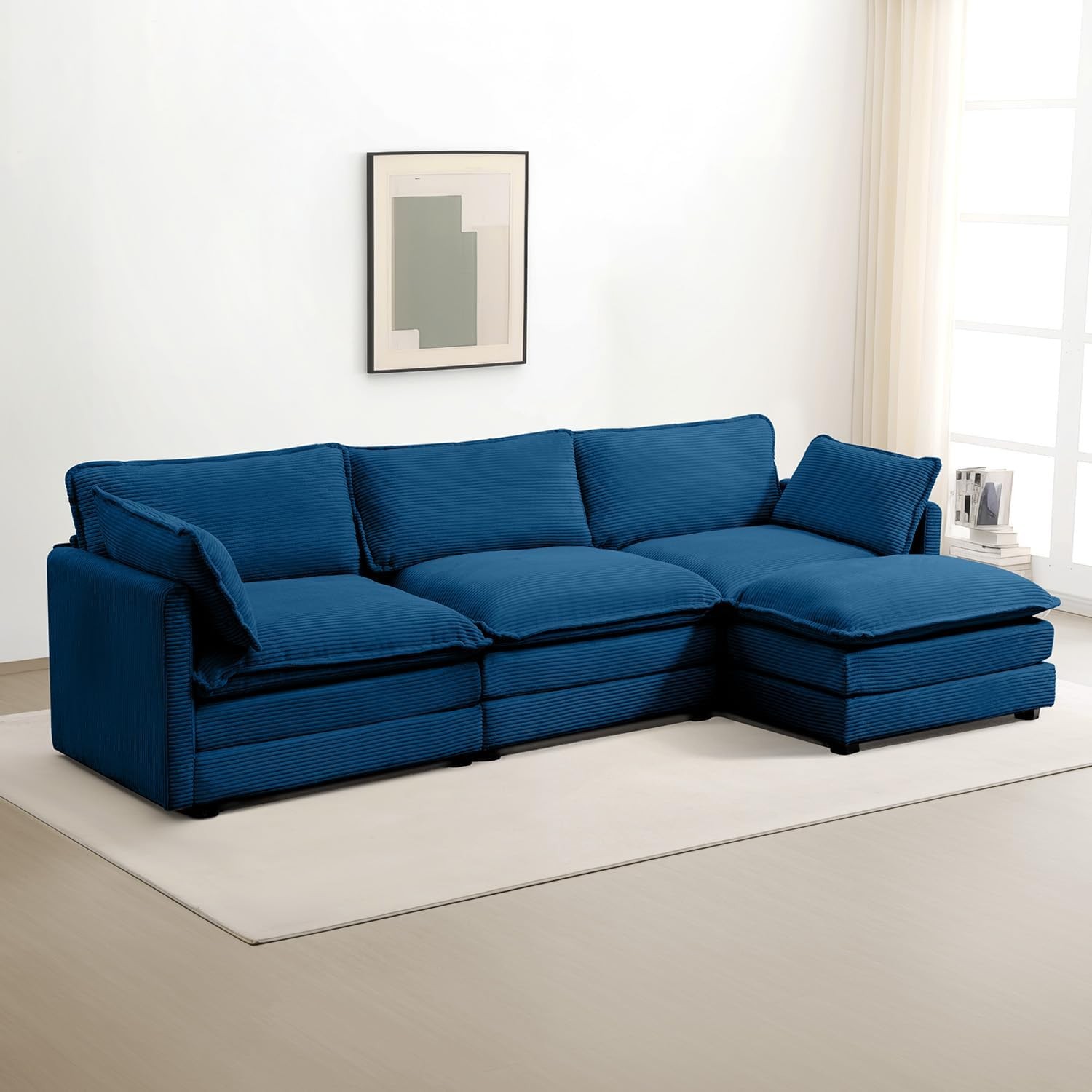 Oversized Modular Sectal Sofa with Movable Ottoman, 112 Inch 4