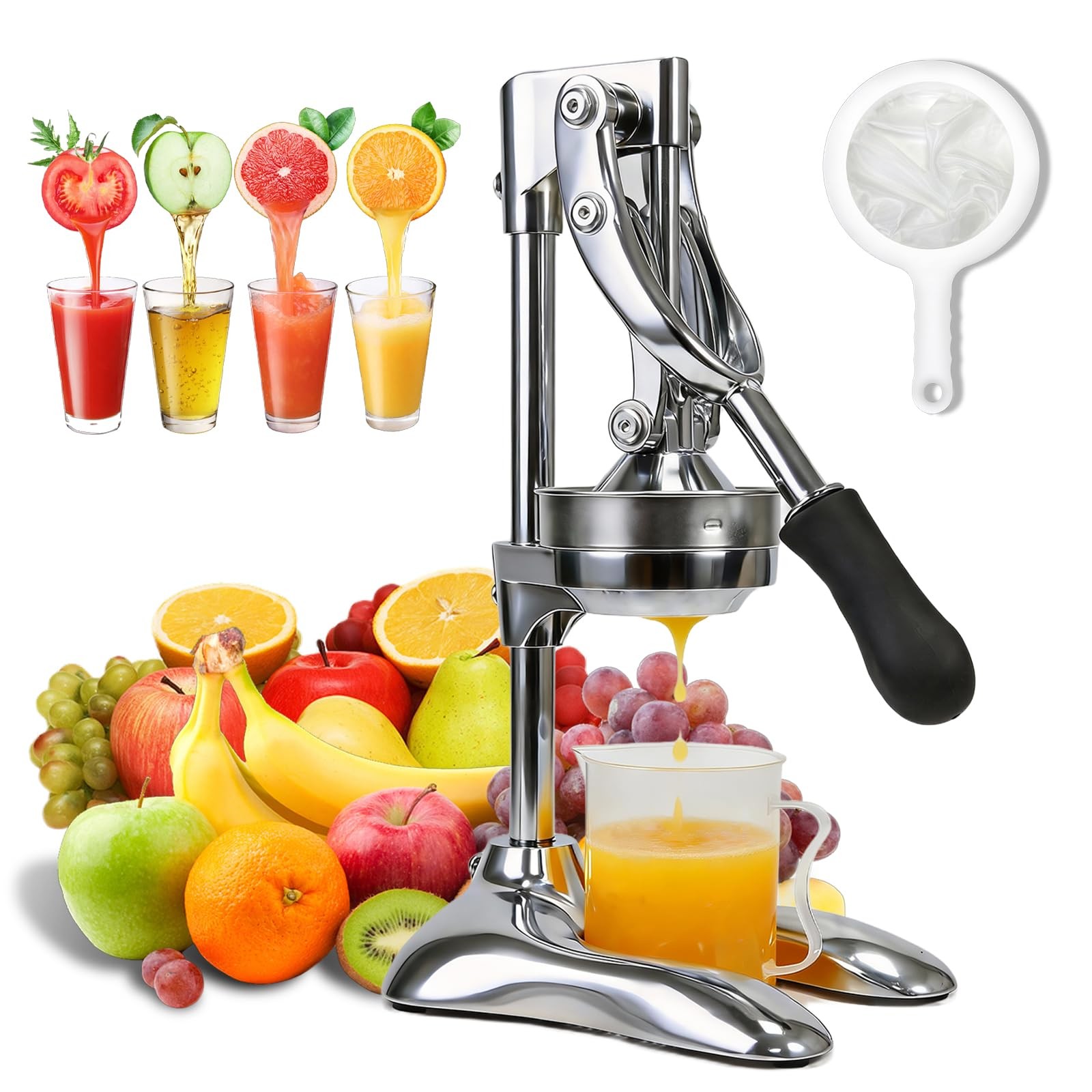 Manual Juicer, Commercial Hand Press, Stainless Steel Orange Juicer Squeezer ...