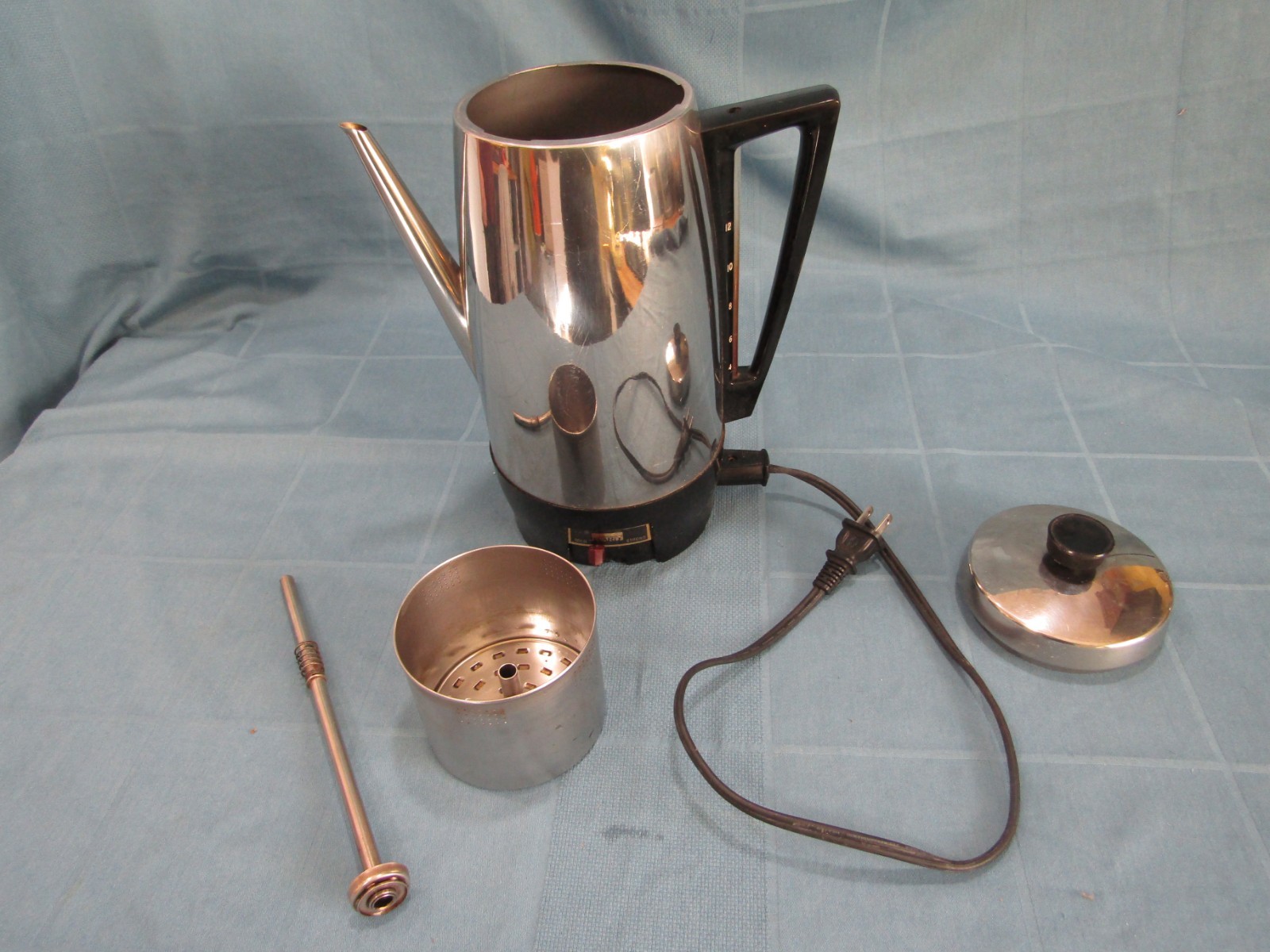 Vtg Montgomery WardElectric Percolator Stainless Steel Coffee Maker 12 cups T