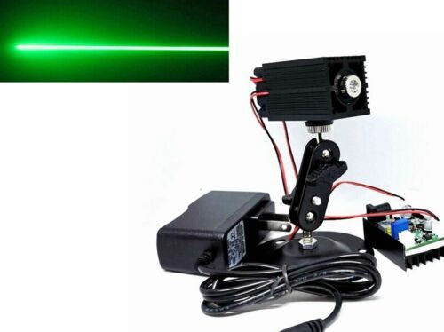 Focusable 532nm 100mw Green Line Laser Module  12V + Power Adapter +Holder