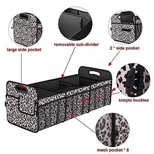Collapsible Trunk Organizer - 90L Large Capacity Extra Large Leopard print