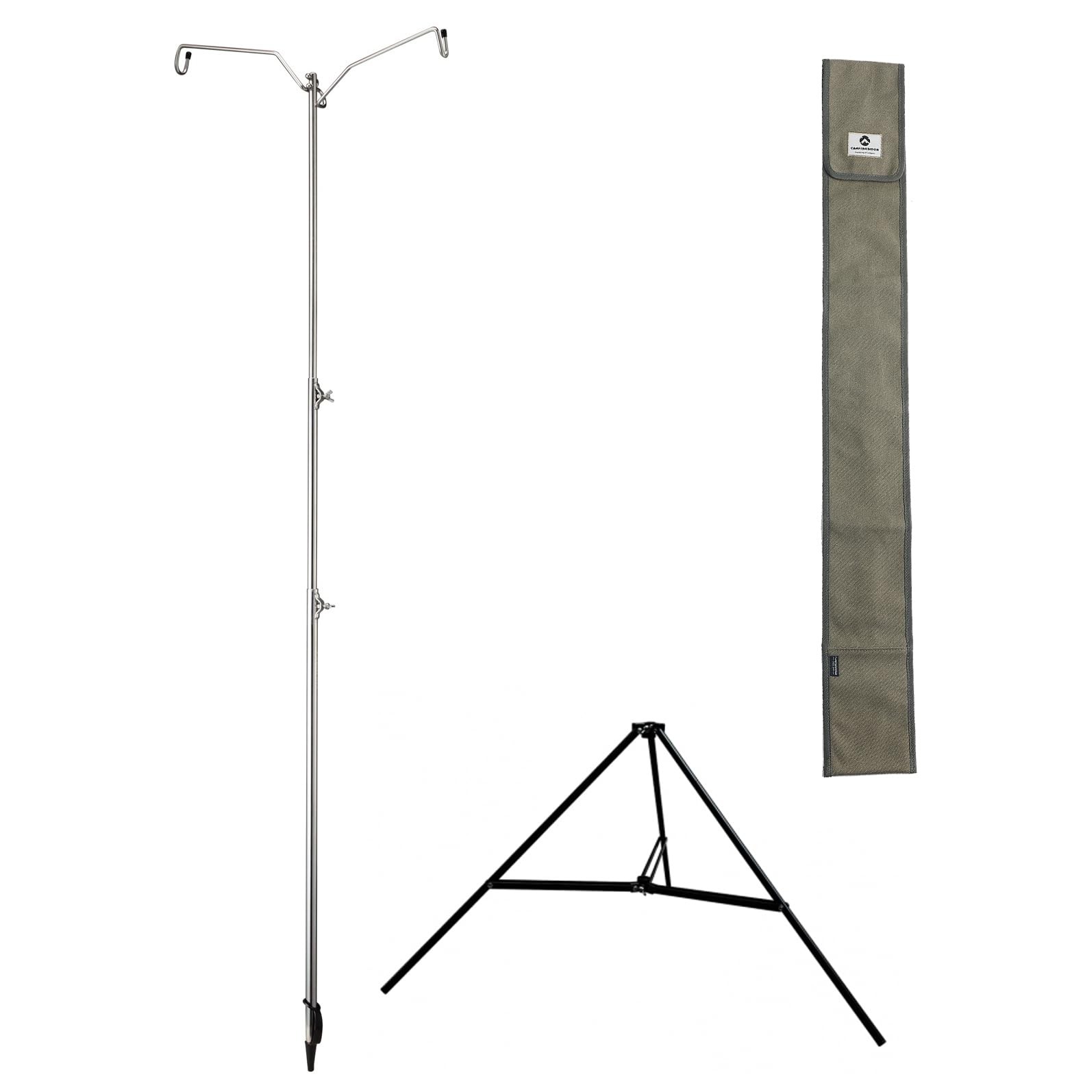 Campingmoon Heavy Duty Stainless Steel Lantern Pile Driver Height Adjustable Wit