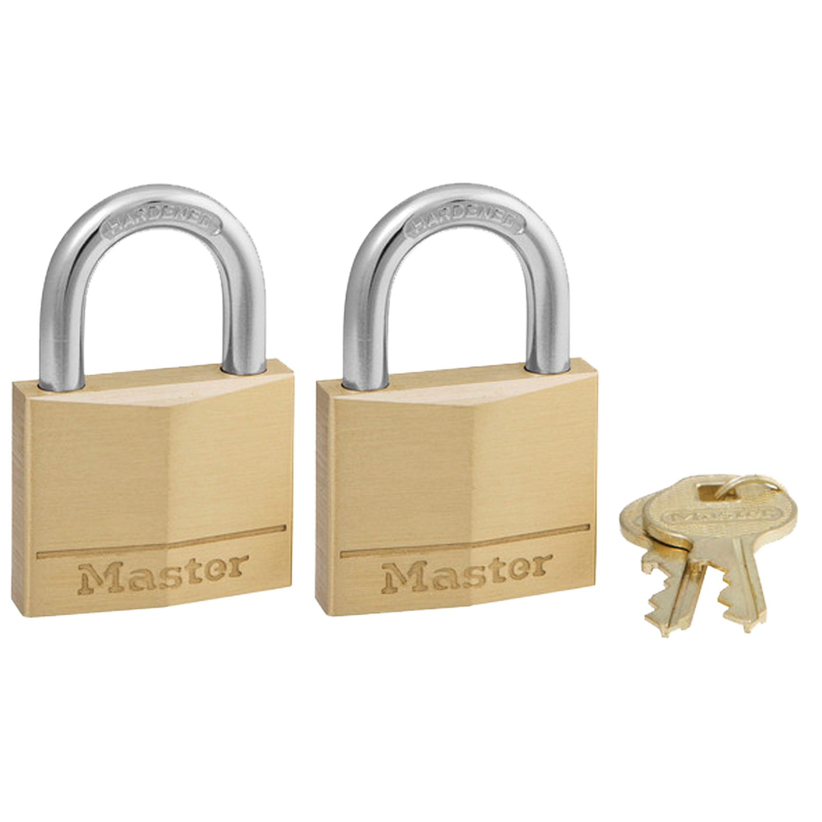 MasterLock 140 Brass Padlock 2 Pack Keyed Alike 1-9/16in Hardened Steel Shackle