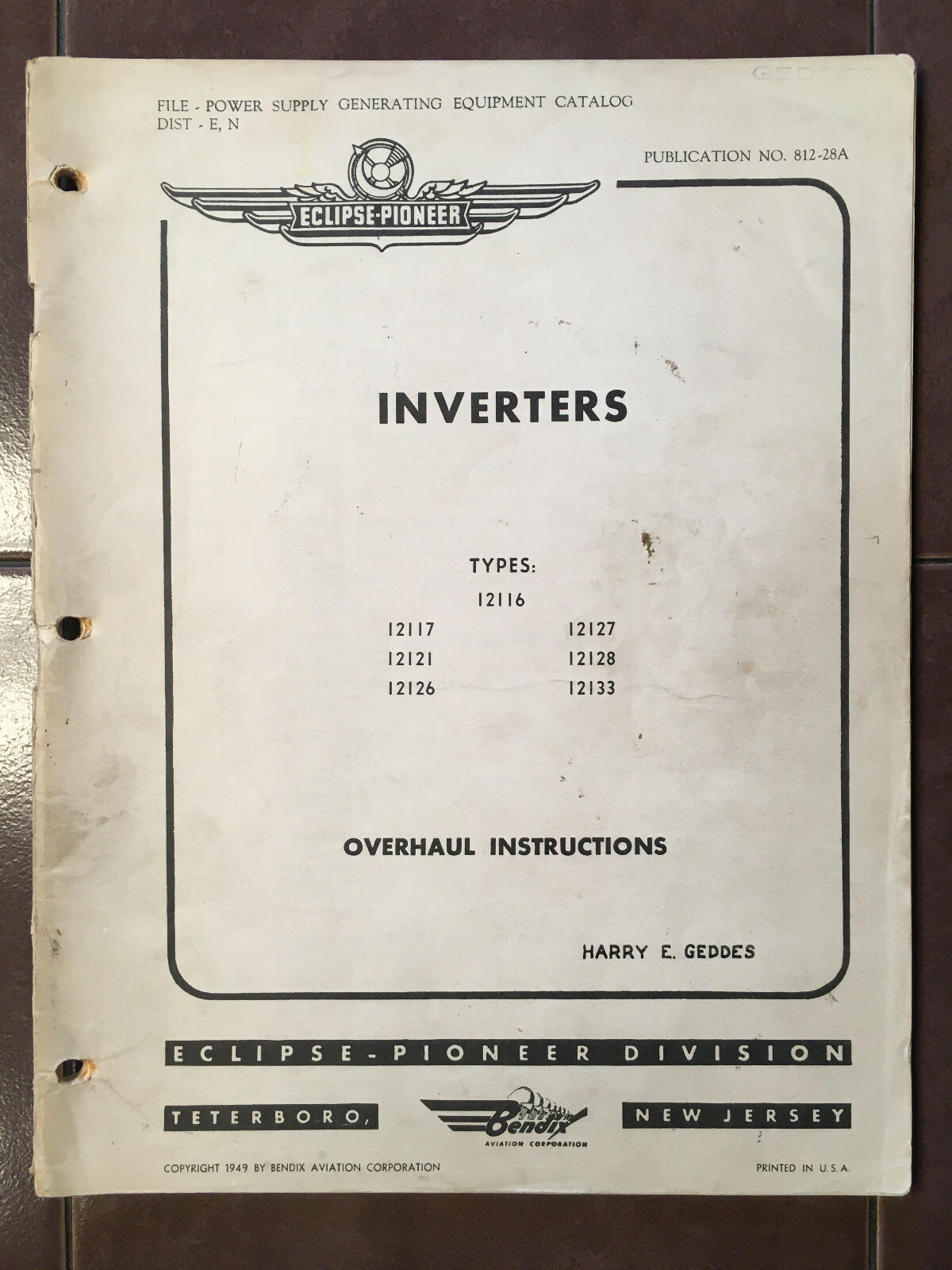 Eclipse Inverters 12117, 12121, 12126, 12127, 12128 & 12133 Overhaul Manual.