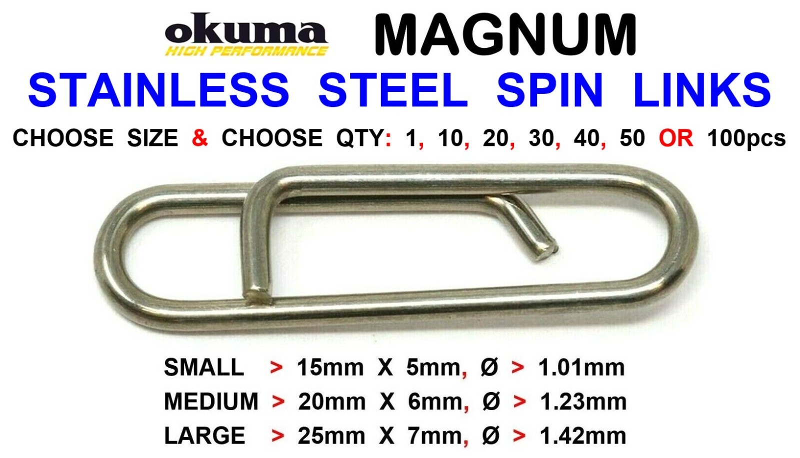 OKUMA BREAKAWAY SPIN LINKS FOR COARSE SEA FISHING LURES PLUGS SPOONS SPINNERS