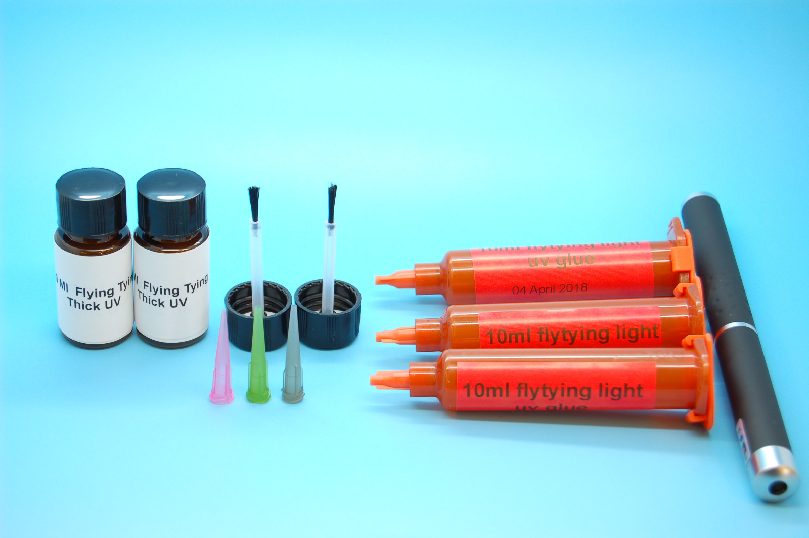 Fly fishing 20ml thick uv,30ml light uv  GLUE & NOZZLE + 1MW UV