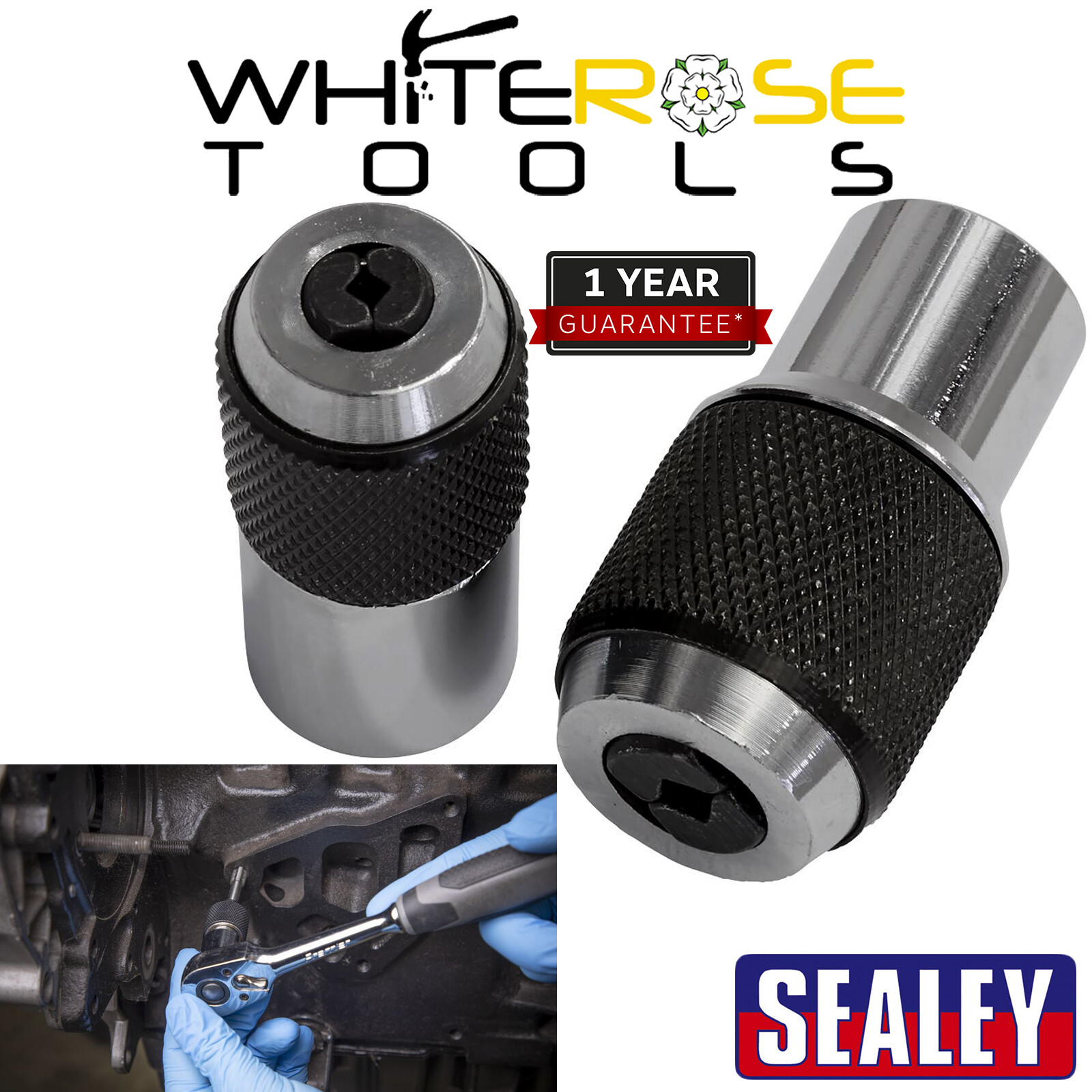 Sealey Adjustable Tap Socket Set Tapping Reaming 3/8" Drive Tight Spaces 2pc