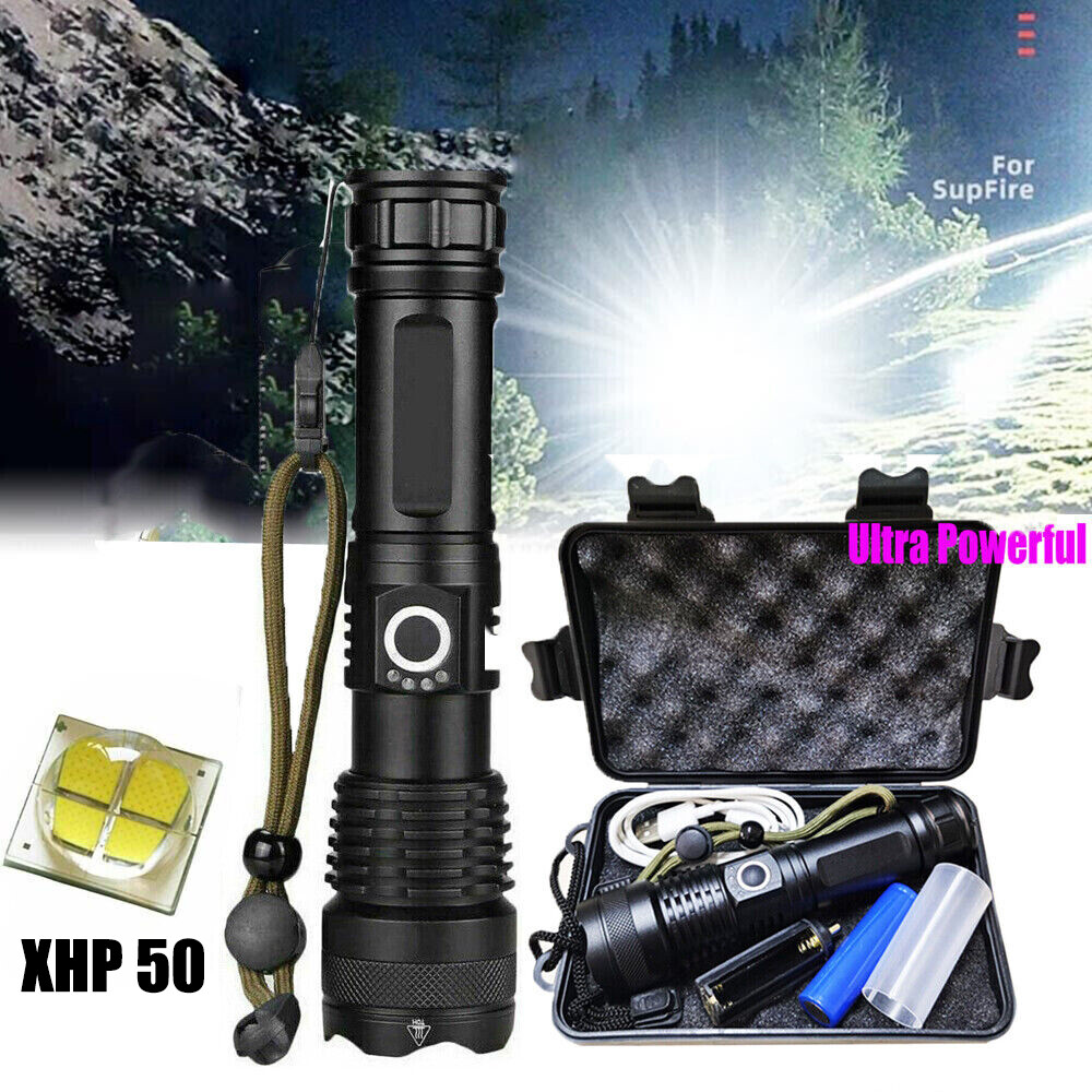 Super Bright 1200000 LM LED Tactical Flashlight Rechargeable Torch Work Light