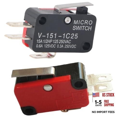 10Pcs Short Straight Lever Type Micro Limit Switch SPDT Snap Action V-151-1C25