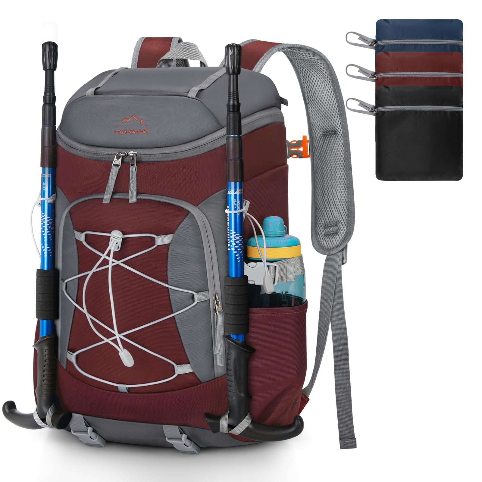 Foldable Hiking Backpack 40L Packable Camping Waterproof Daypack Red Bag