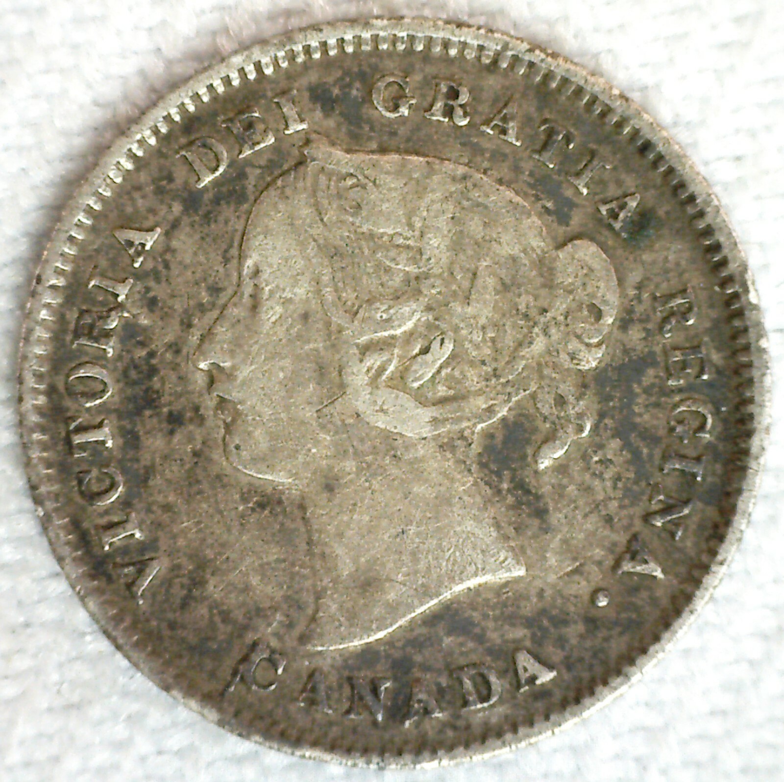 1897 Canada Silver Five Cents Coin 5c Canadian Very Fine Circulated Victoria