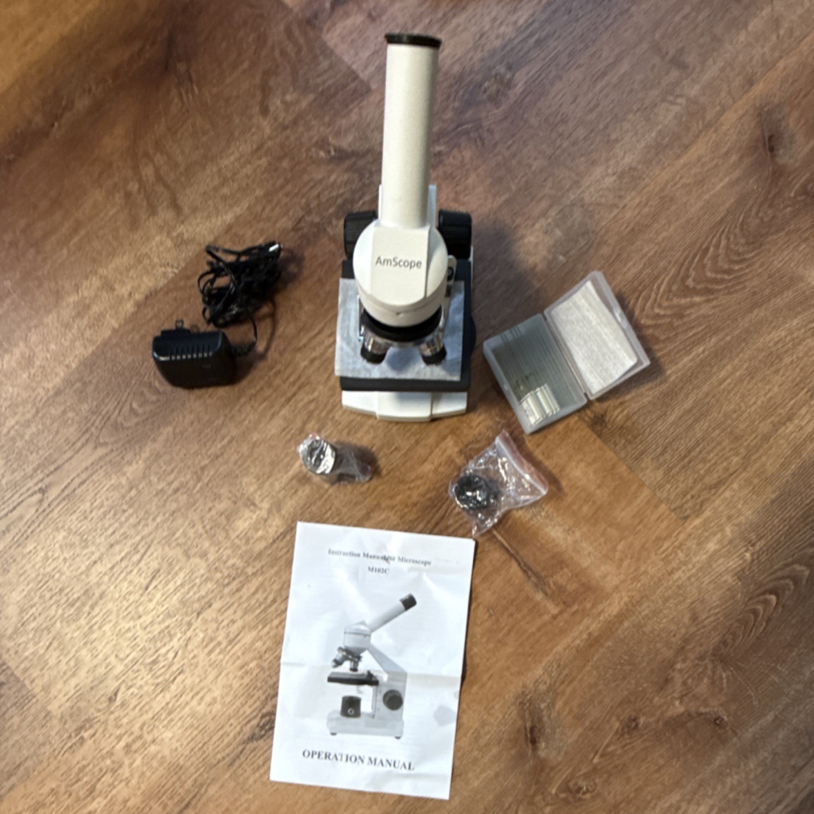 AmScope M102C Microscope Kit w/ Power Adapter & Operation Manual