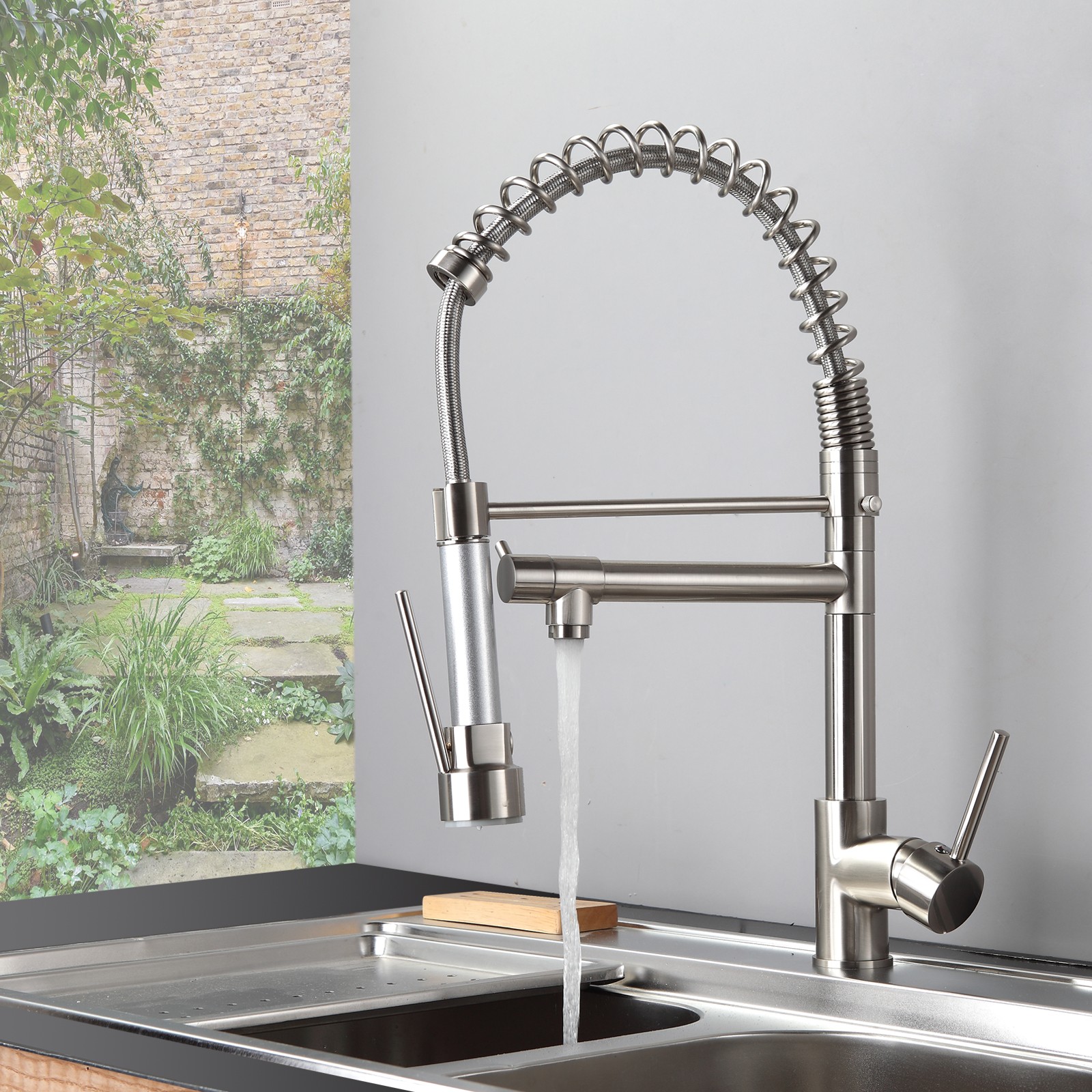 Kitchen Faucet with Pull Down Sprayer Brushed Nickel Stainless Steel