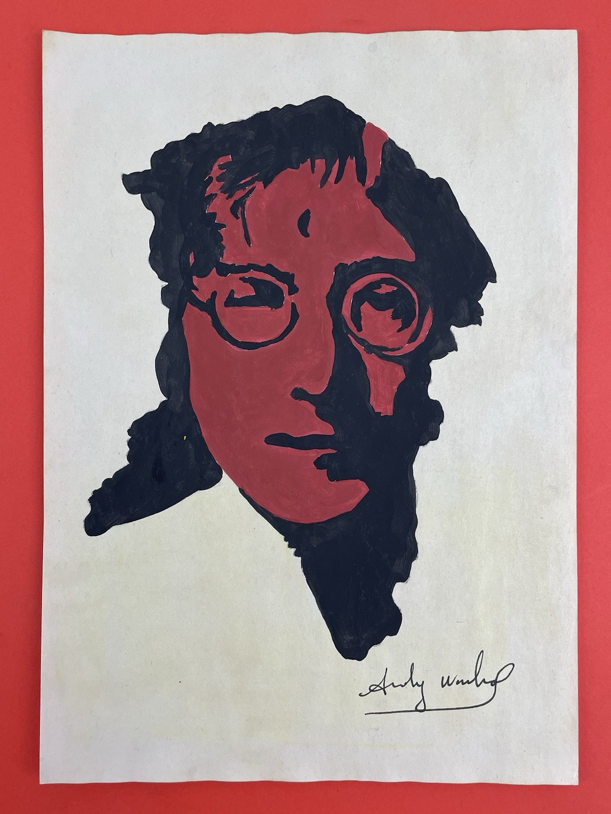 Andy Warhol (Handmade) Drawing mixed media on paper signed & stamped