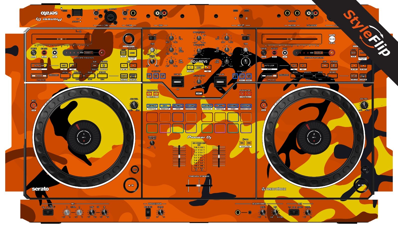 Pioneer DDJ-REV5 Skin | Orange Camo | Protective Decal | StyleFlip Skins