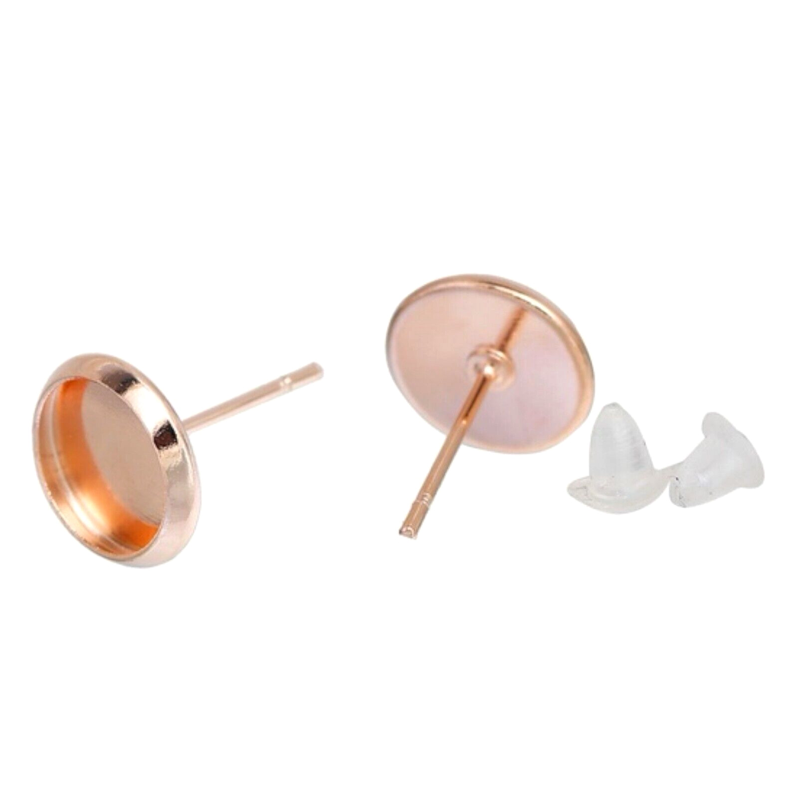 20 pcs Rose Gold Brass Post Stud Earring Finding Fits 8mm Cabochon Settings Cups