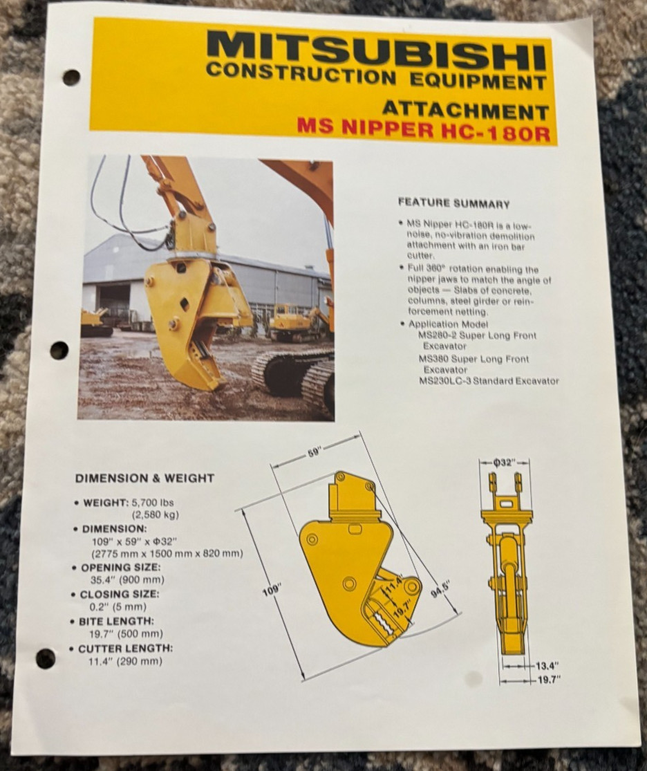 Mitsubishi Construction Equipment MS Nipper HC-180R  Brochure AMIL25