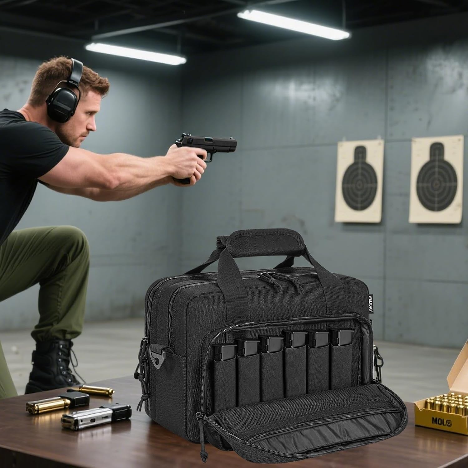 Tactical Range Bag – Medium Size Range Bag for Shooting – Gun Case for Handguns