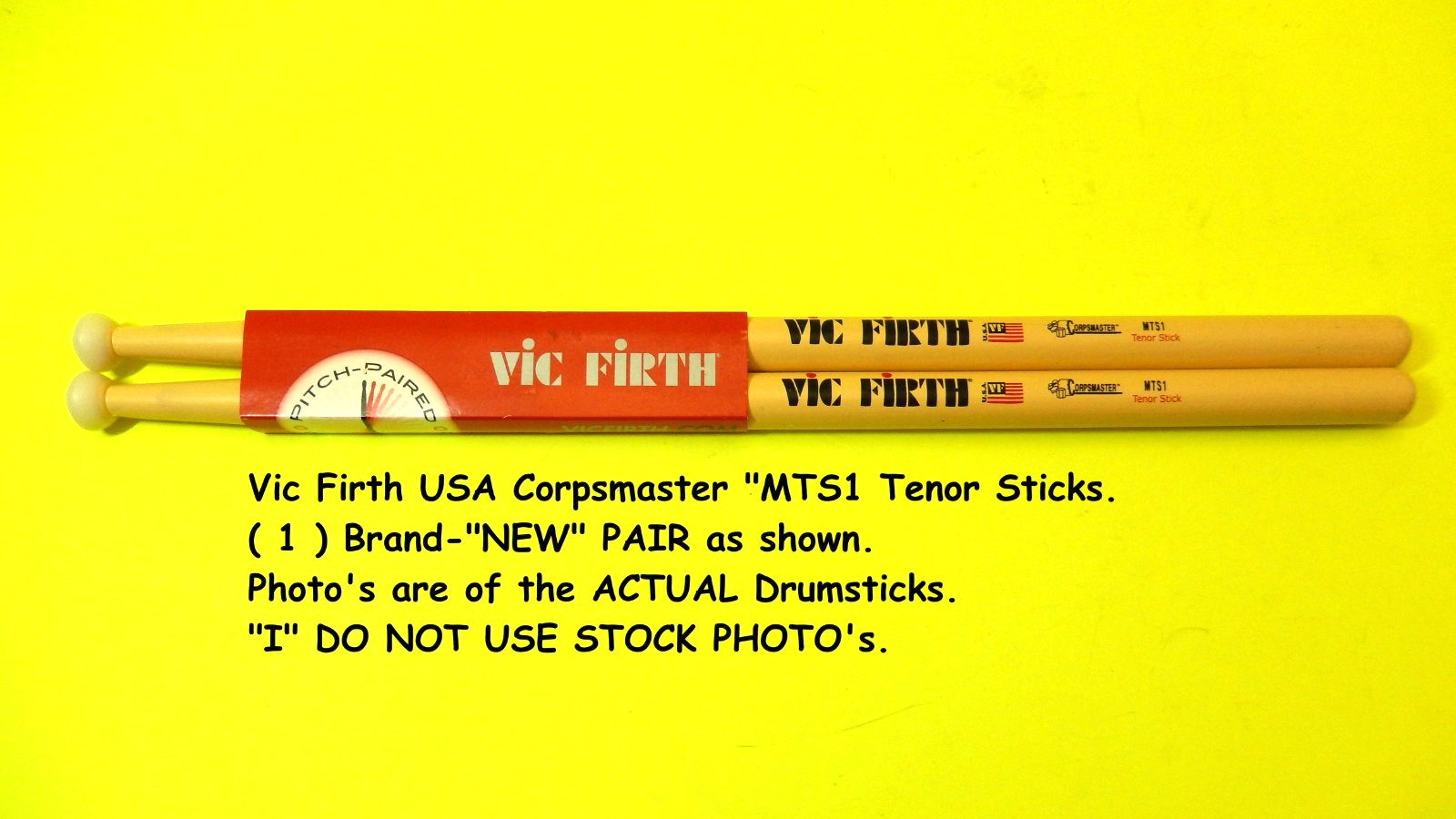 Vic Firth Tenor Drumsticks, NYLON TIP drumstick,  1-pair (NOS) Music Store SALE