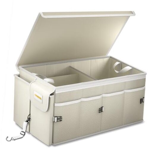 Car Trunk Organizer - 65L Collapsible Trunk Organizer Large - With Lid White