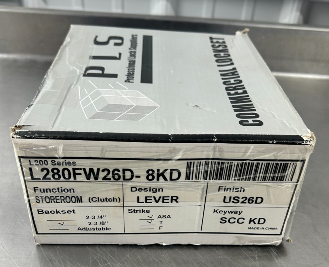 PLS L280FW 26D 4KD Storeroom Lever Lockset US26D Satin Chrome New