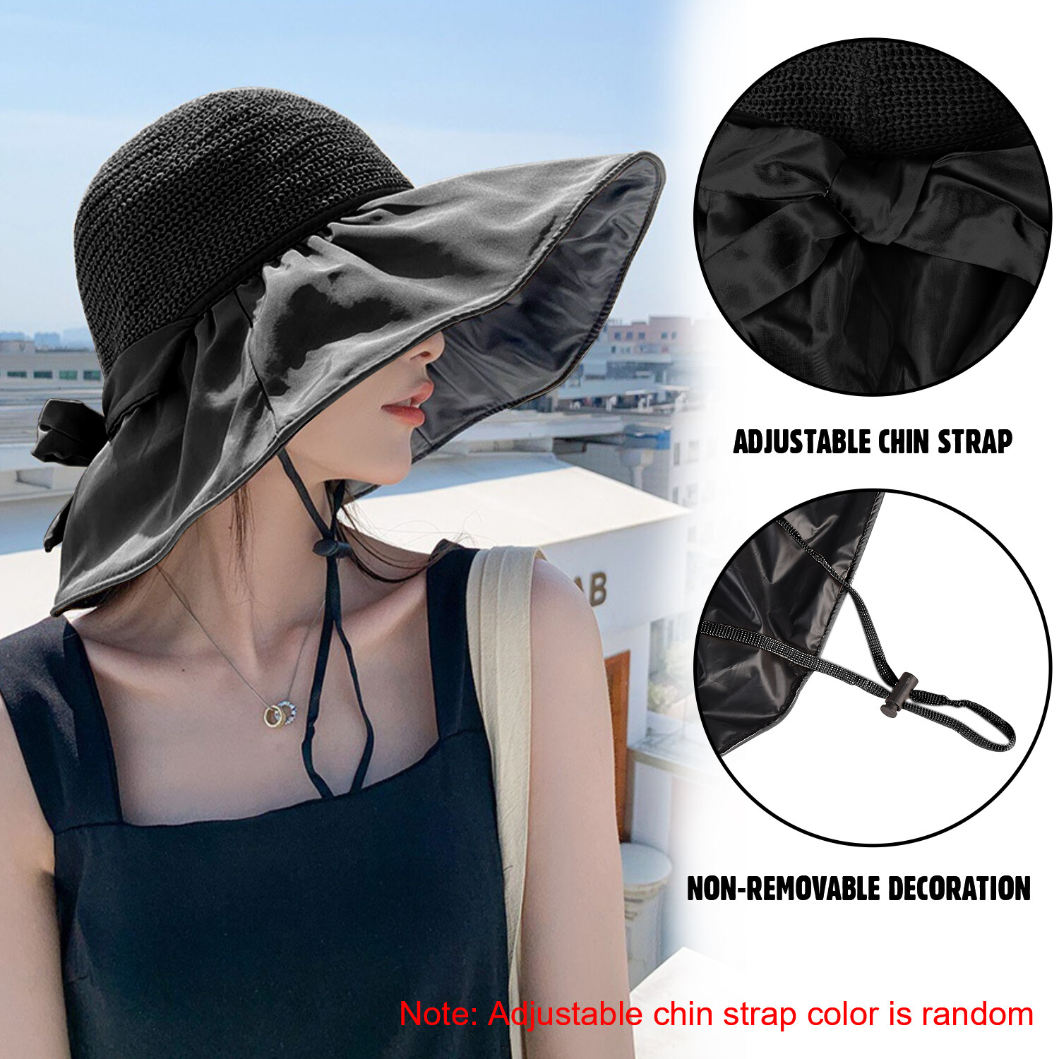 Women's Wide Brim Big Floppy Straw Hat - UPF 50+ Foldable Roll-Up Beach Sun Hat