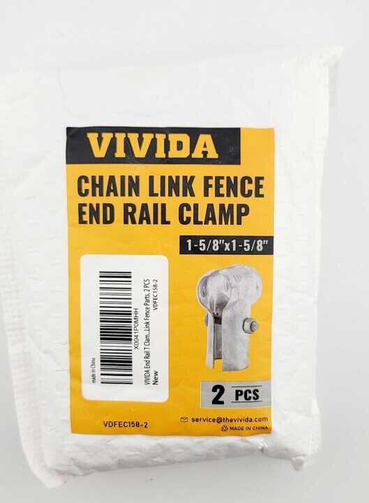 New! 2 Pk. Chain Link Fence End Rail Clamps 1 - 5/8" x 1 - 5/8" (B40) FREE SHIP!
