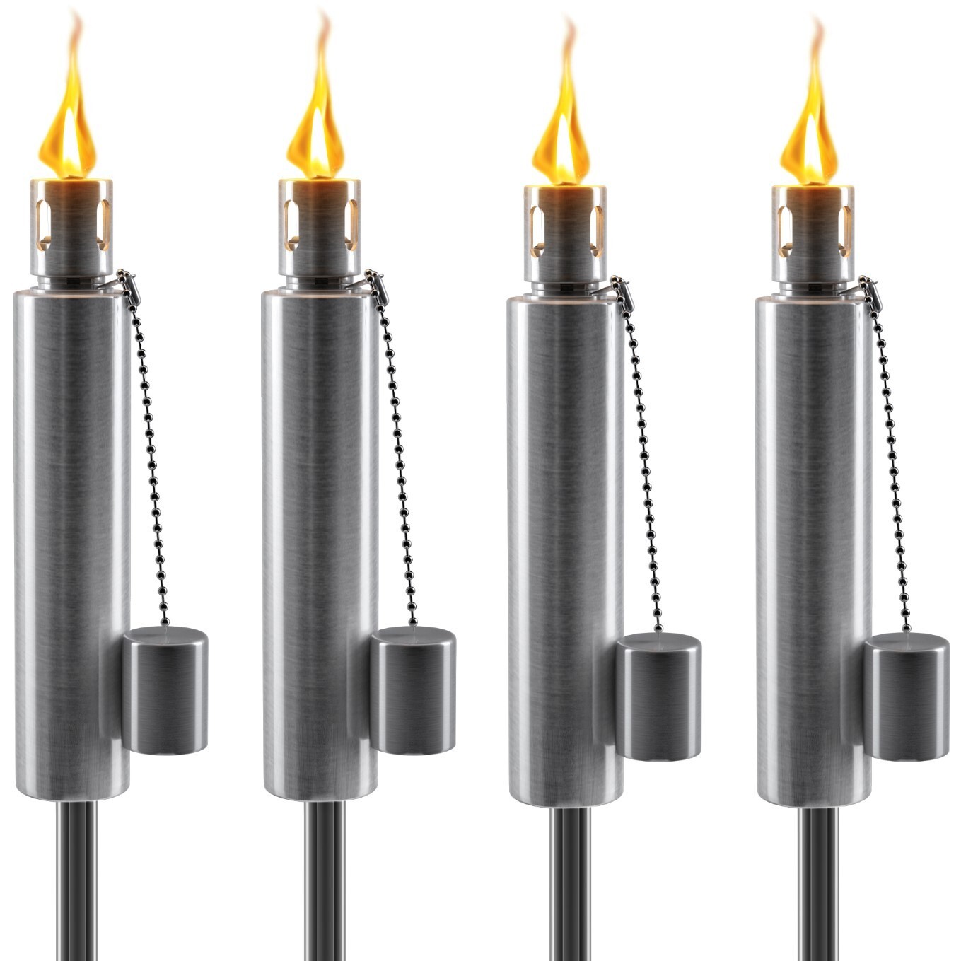 Matney Stainless Steel Outdoor Torches, Citronella Oil Lamp,  Set of 4 (Barrel)