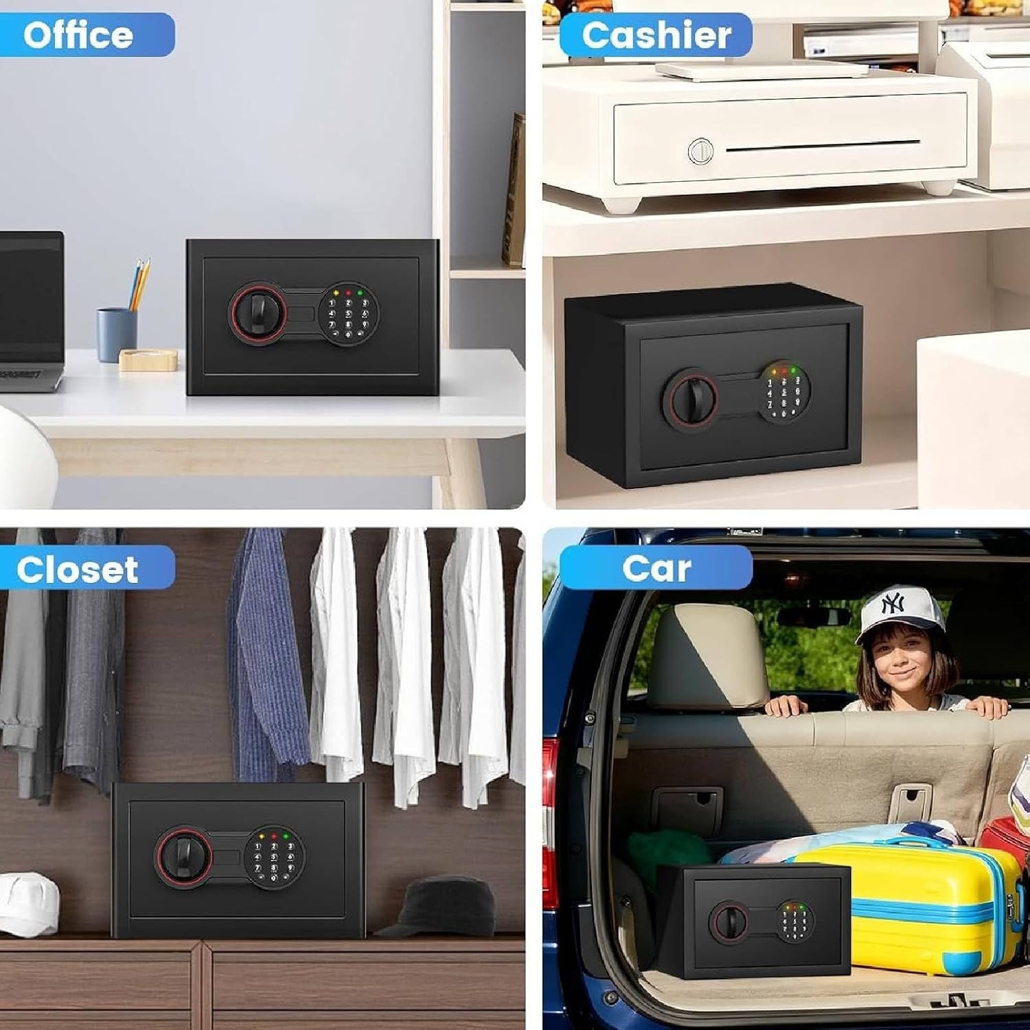 Small Wall Mount Safe with Alarm System and Sensor Light for Enhanced Security