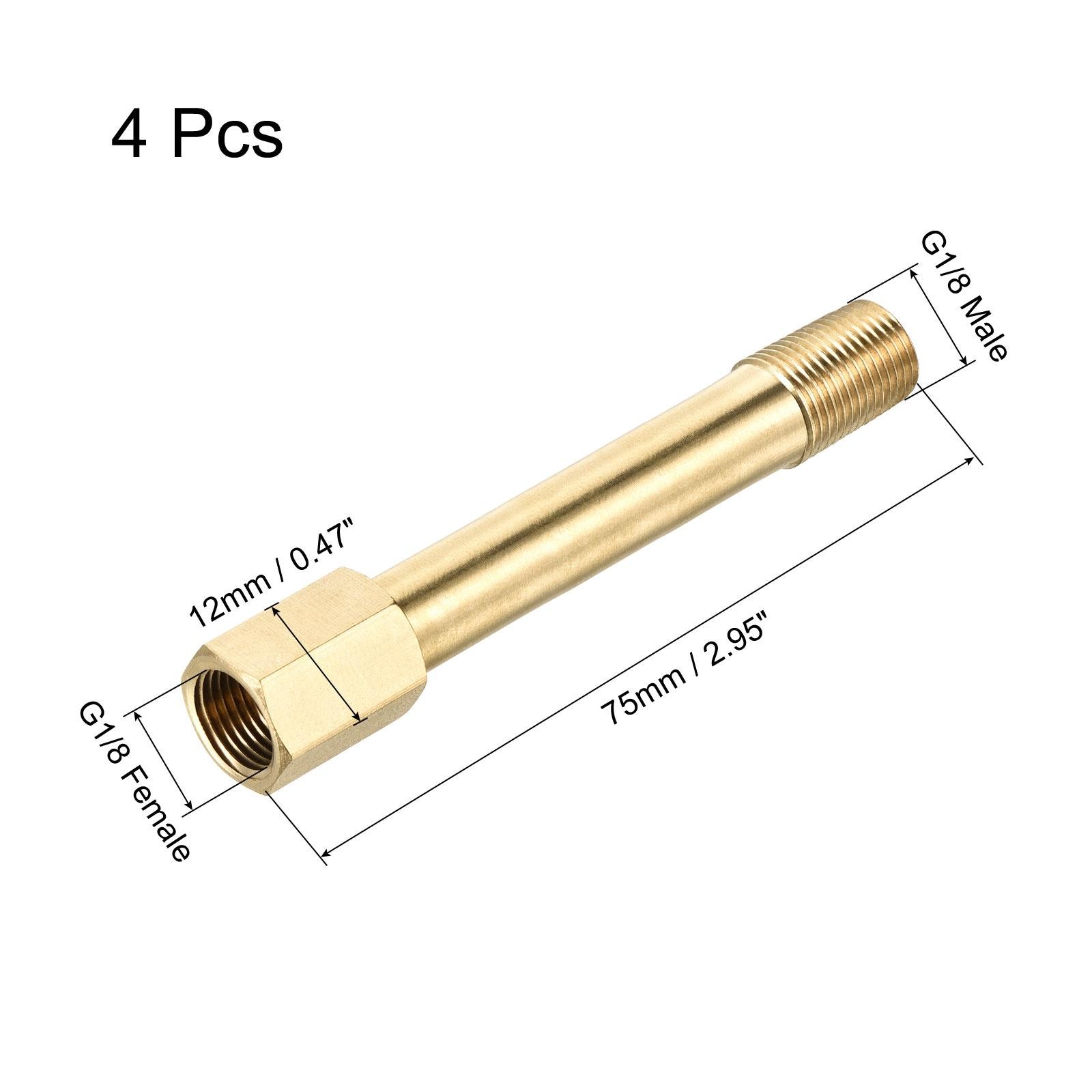 Brass Pipe Fitting G1/8 Adapter 75mm Extension Connector Hex Coupling 4 Pack