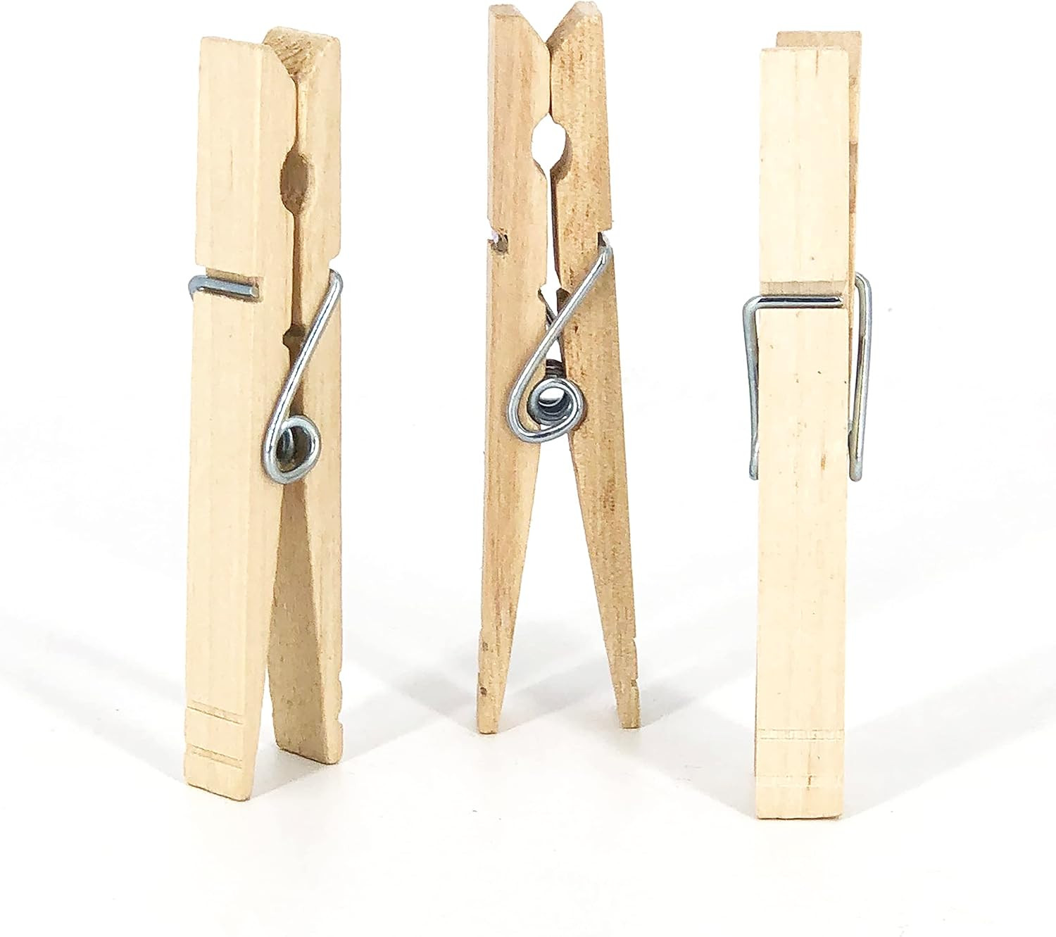 Wood Clothespins with Spring – Value Pack Set of 50 | Rust Resistant, Heavy-D...
