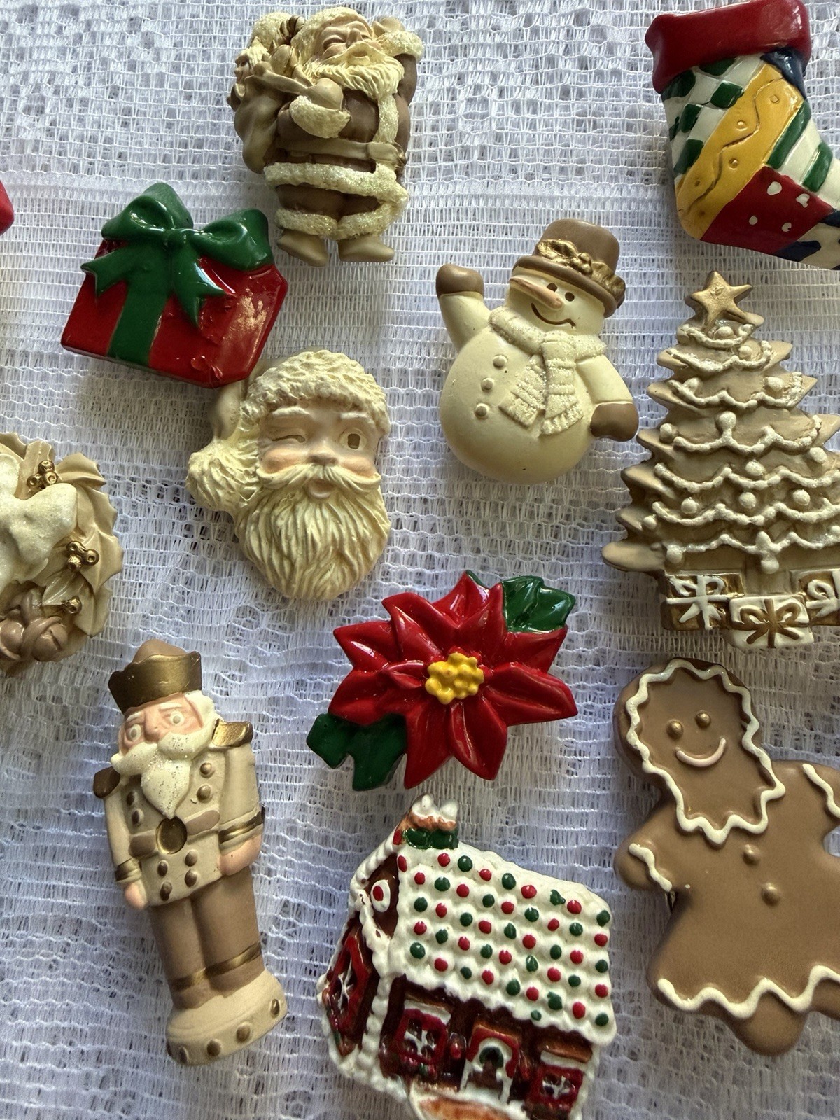 Vintage Christmas Button Covers Santa Gingerbread Nutcracker Snowman