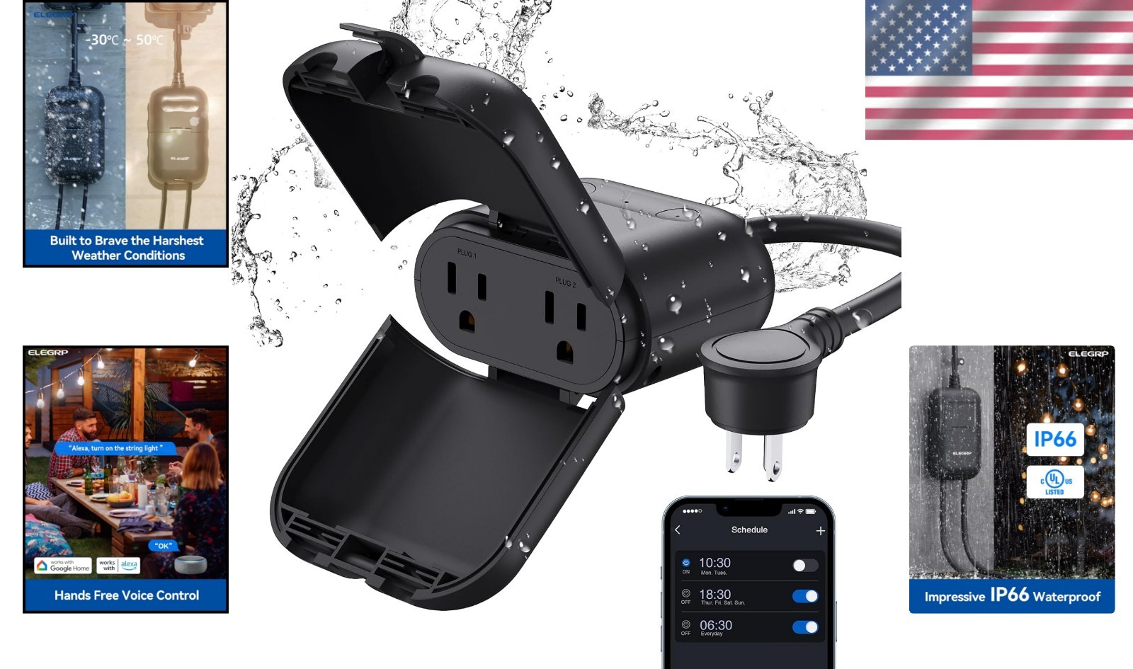 Waterproof Smart Outdoor Plug with 2 Socket Control for Maximum Convenience