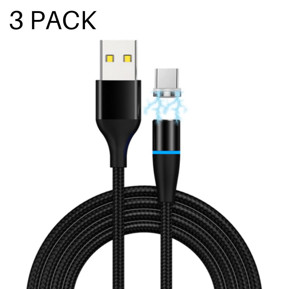 3x Magnetic Type C Cable 3/6Ft USB C Phone Charger Fast Charge Data Sync Cord