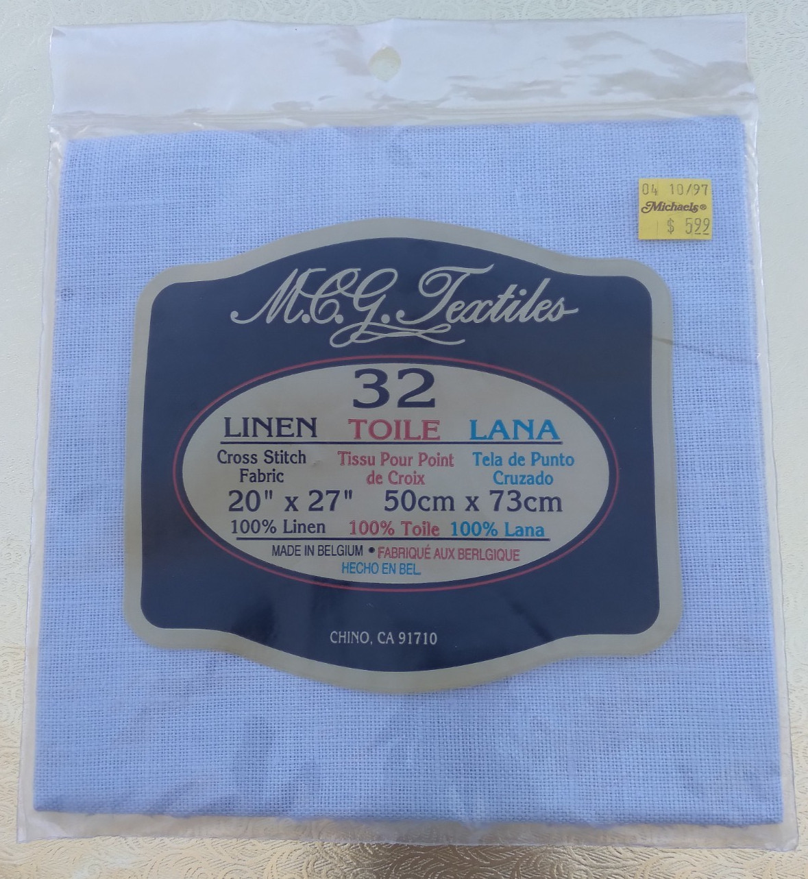 MCG TEXTILES 32 Linen Cross Stitch Fabric 20 x 27 inch LANA SILVER
