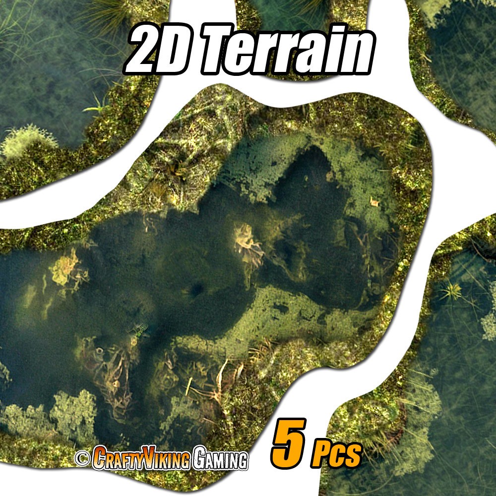 2D terrain - SWAMP BOG compatible with war gaming / miniature games non-slip mat