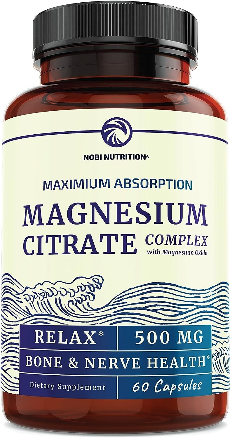 Nobi Magnesium Citrate Complex 500 MG High Absorption Formula Relaxation, 60 ct