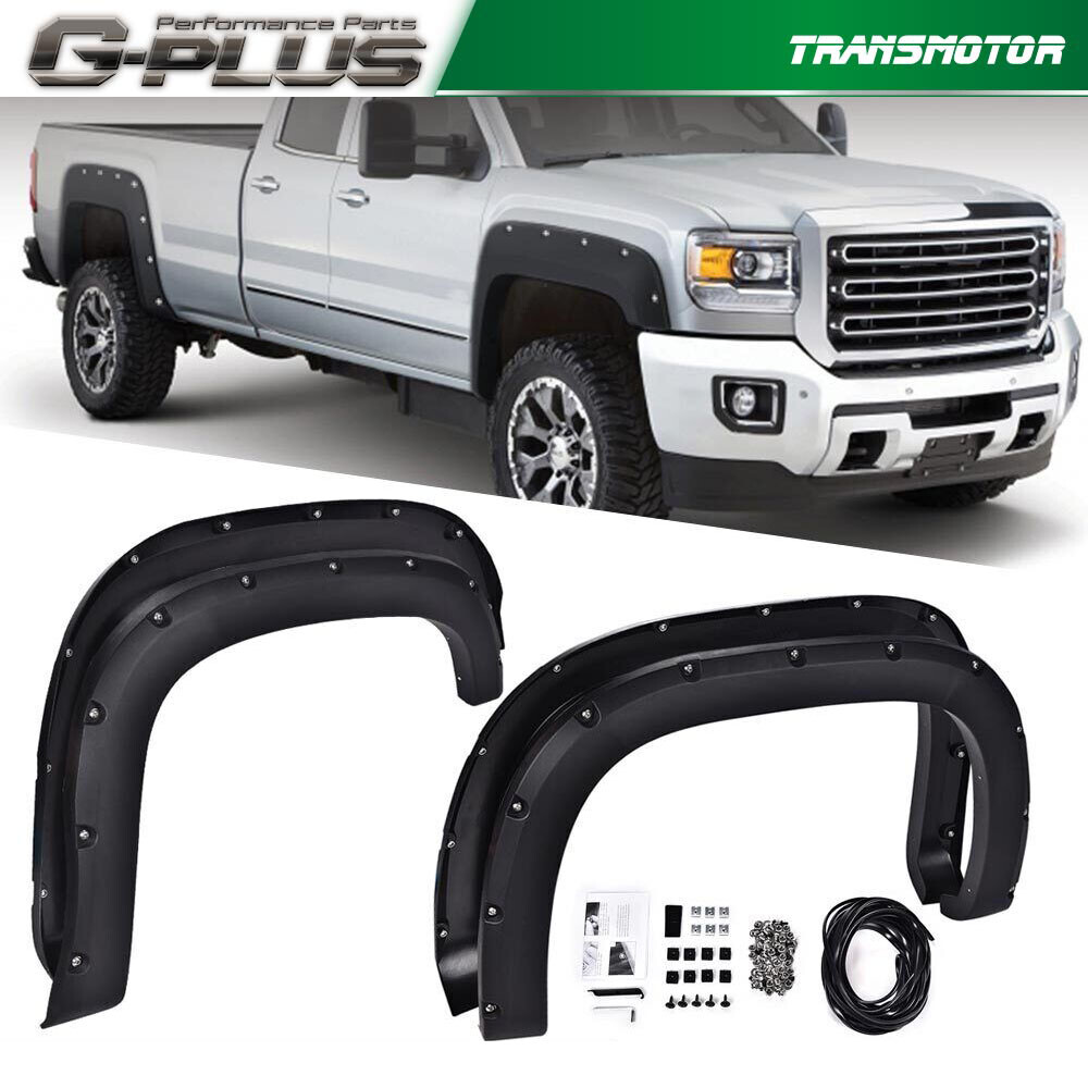 Fit For GMC Sierra 1500 2500HD 3500HD 2007-13 Pocket Rivet Offroad Fender Flares