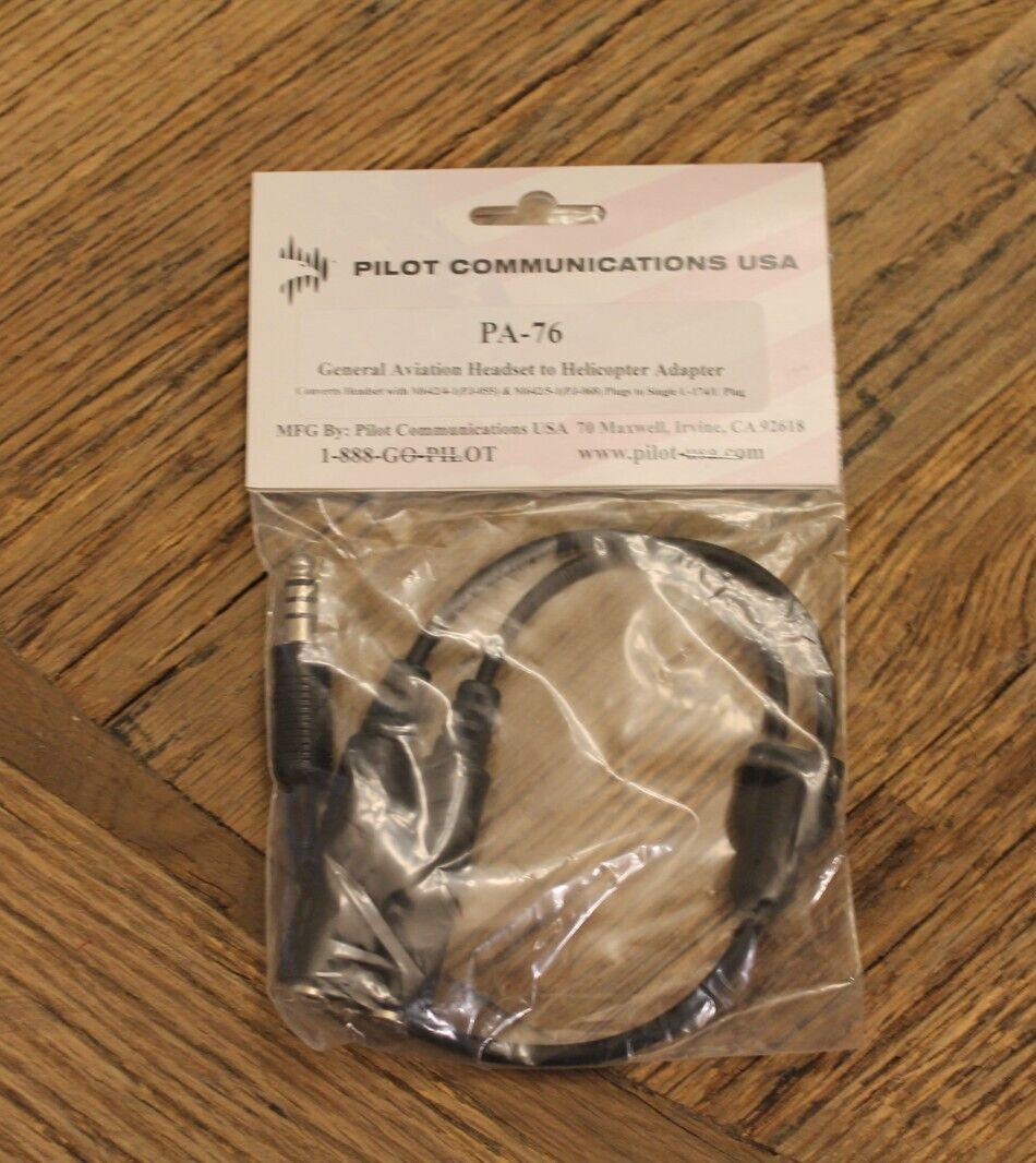 GA HEADSET ADAPTER to HELICOPTER (U-174) Plug By PILOT COMM-USA p/n PA-76
