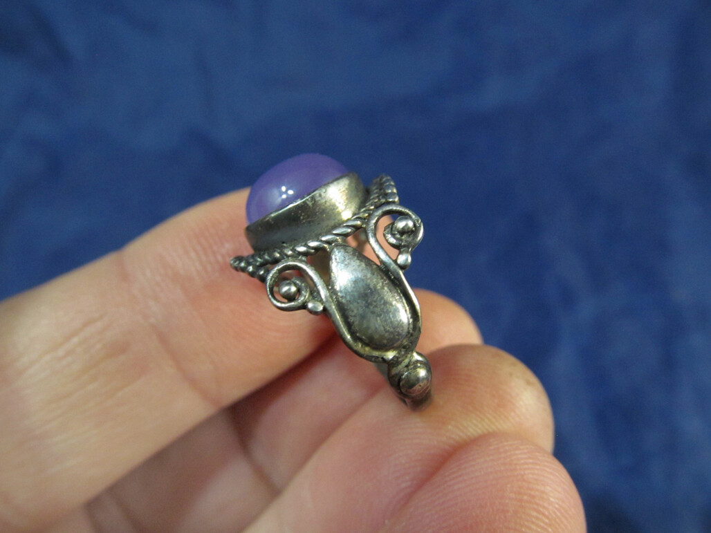 NEW Boho Sterling Silver Amethyst Cabochon Stone Ring Size 7
