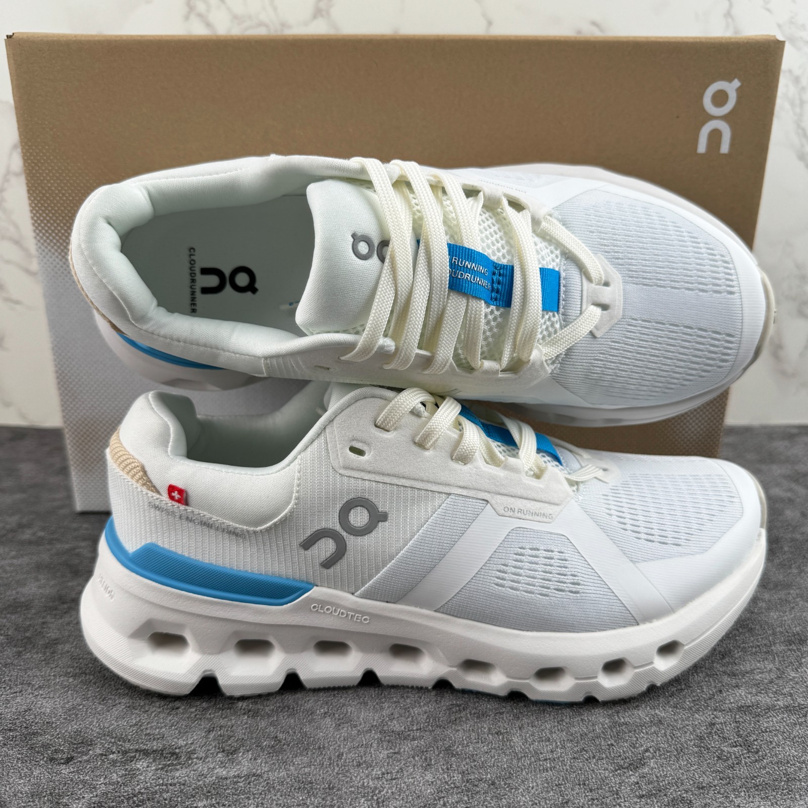 NEW On CLOUDRUNNER 2 Women's Running Shoes White/Blue US Sizes 6-9.5