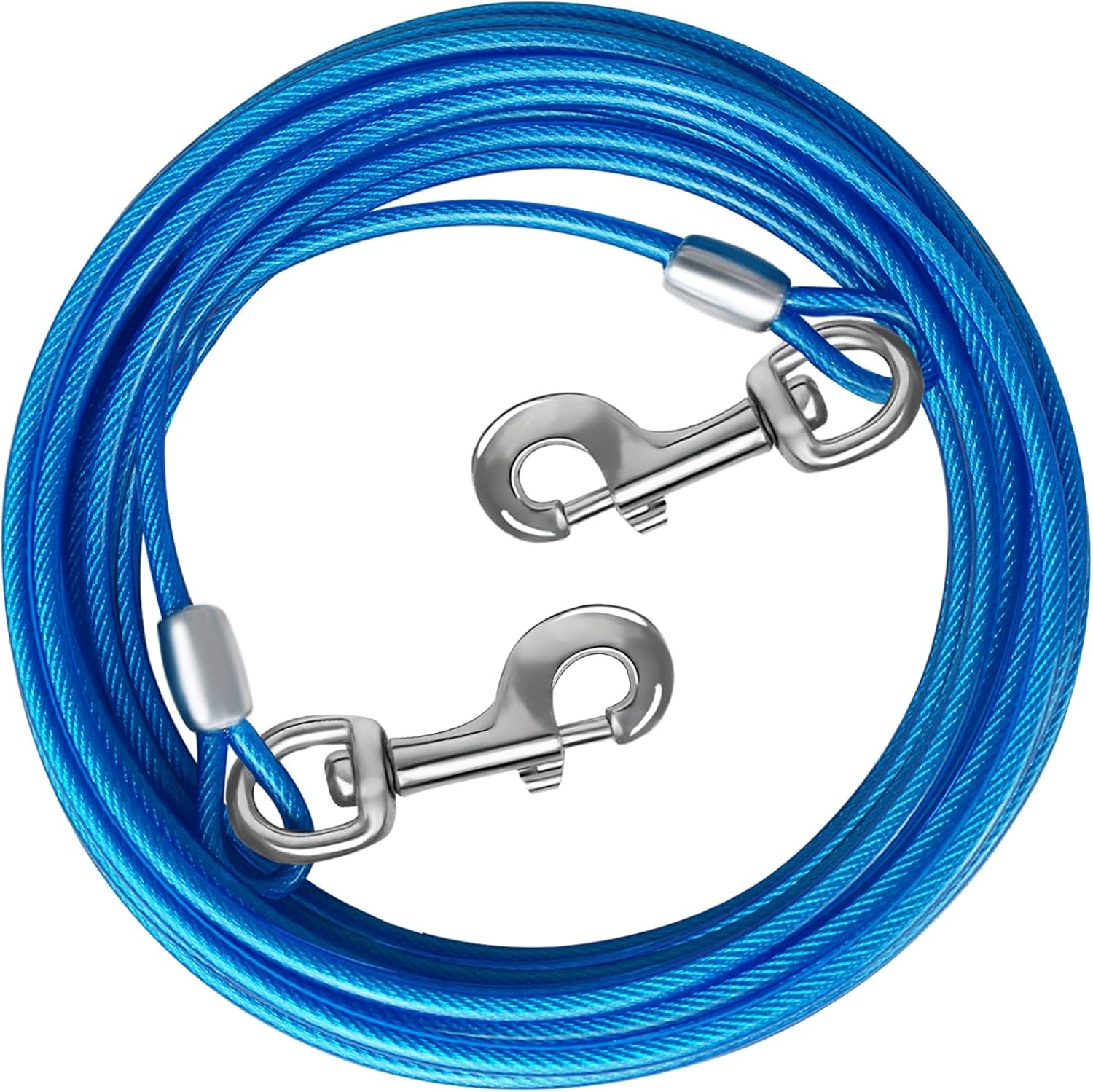 Dog Tie Out Cable 10/15/20/25/30 FT Runner for Yard Steel Wire 10FT, Blue
